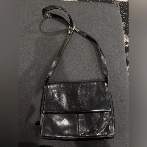 Vintage | Mantles  | Black Shoulder Bag With Organizer Front Pocket -B - Picture 2 of 10